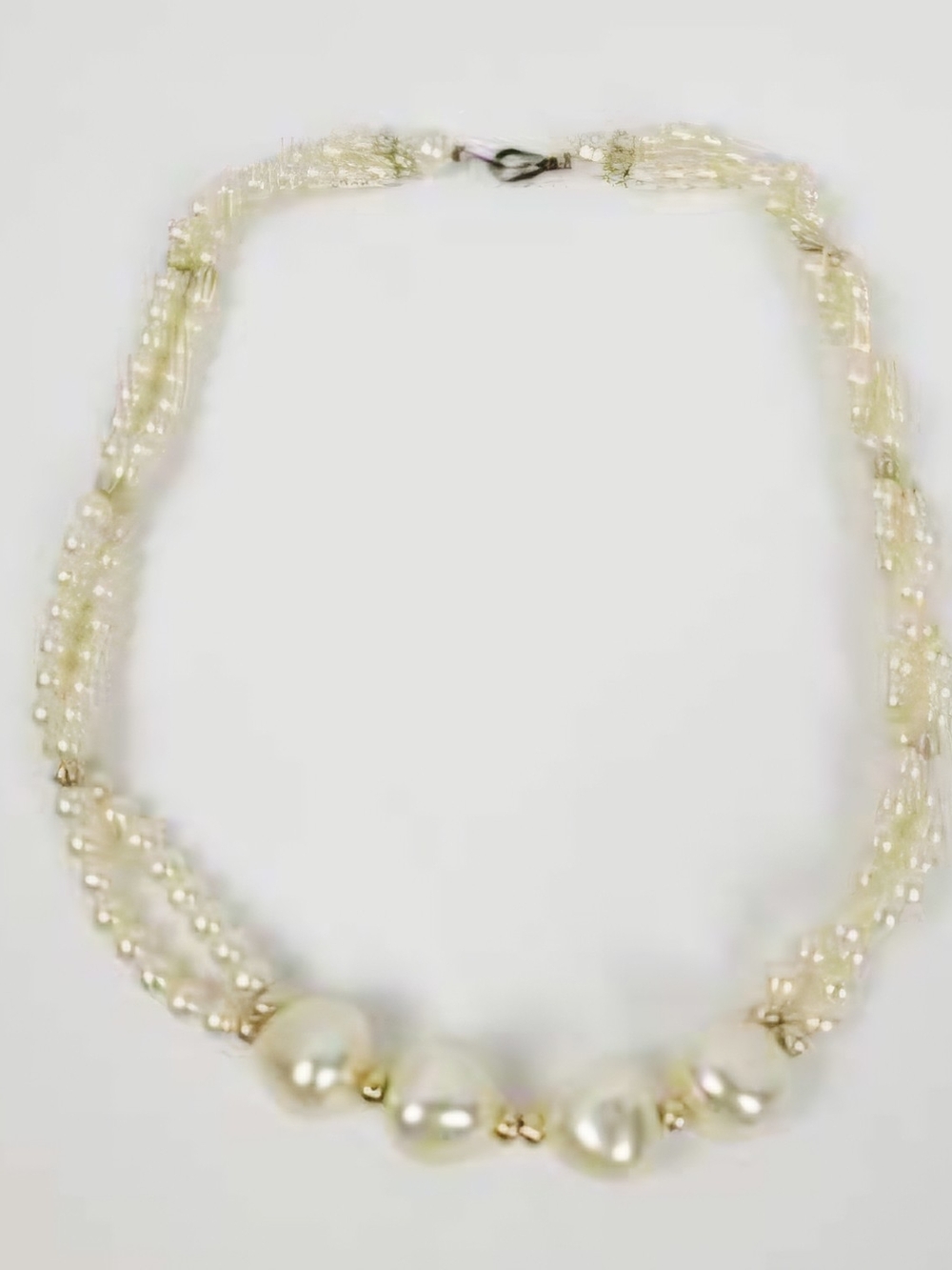 Vintage 80s~Napier Faux Pearls Double Strand Necklace~Gold Tone Spacers~18.5"